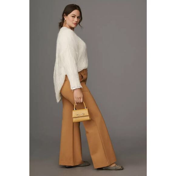 nwt ANTHROPOLOGIE MAEVE sz 16W Naomi Ponte wide leg pants in bronze - Picture 4 of 5